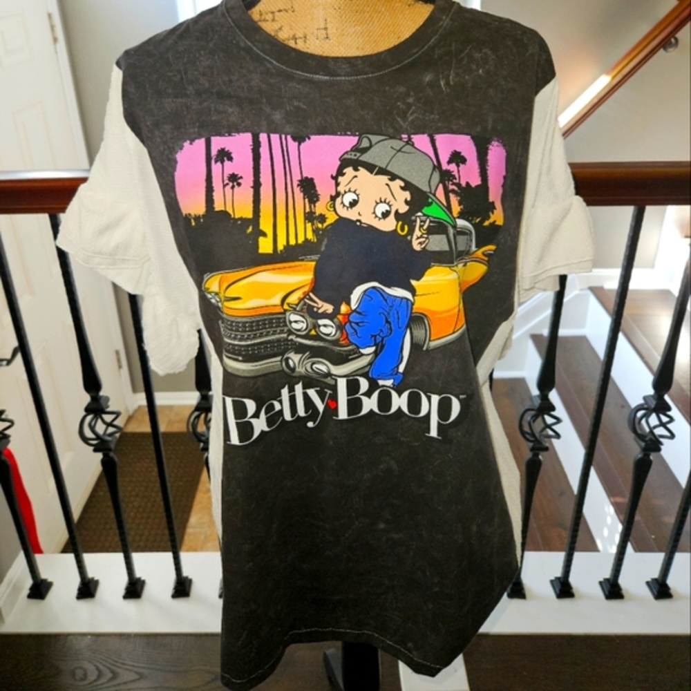 Upcycled Betty Boop Tie Dye T-Shirt - Large